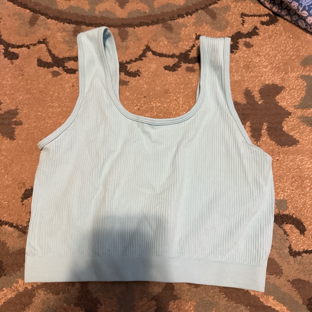 Light Blue Ribbed Tank Top